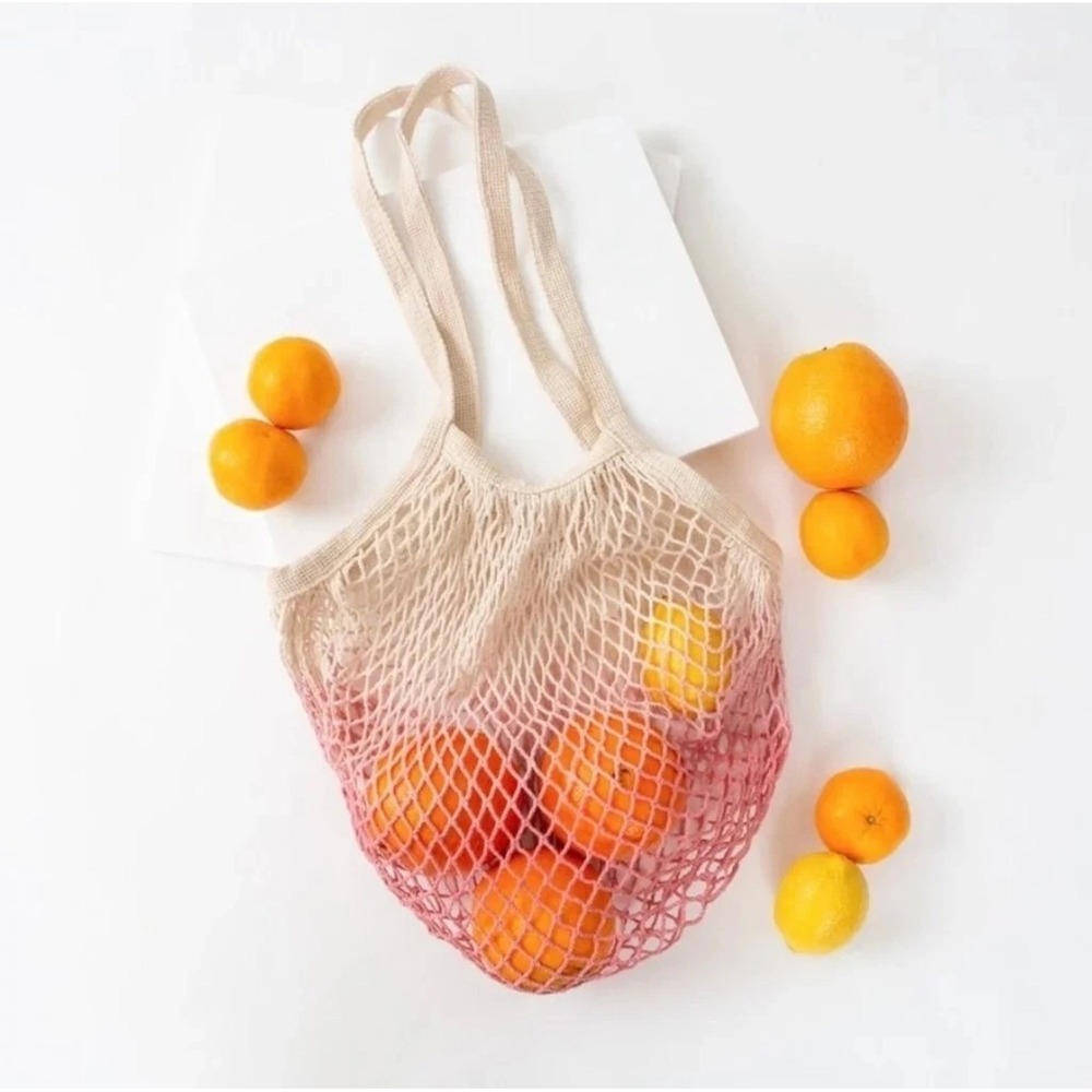 Camp Collection Ombre Mesh Market Bag Pink Cream Dip Dye Tote CMP-HO-001-111 - Picture 2 of 9
